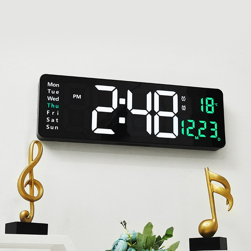 Große Elektronische Wanduhr Fernbedienung Temp Datum Energie aus Speicher Tisch Uhr Zauberstab Dual Alarme Digital LED uhren