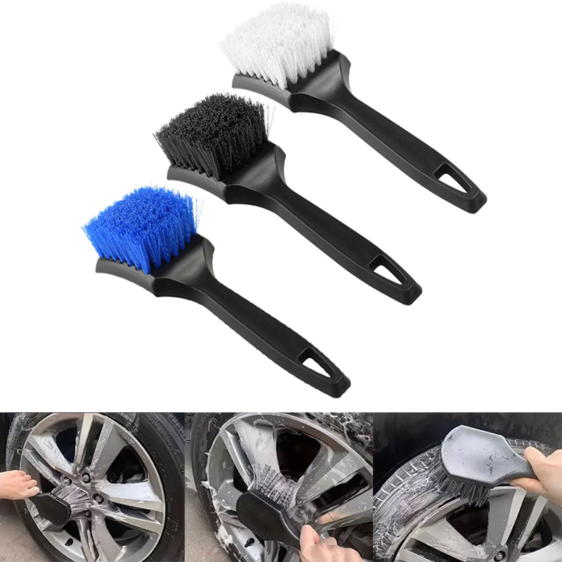Cepillo para llanta de neumático de coche, cepillos de limpieza para cubo de rueda de alfombra, Kit de cepillo de limpieza para detalles de ruedas de coche, herramientas de lavado automático, accesorios para coche