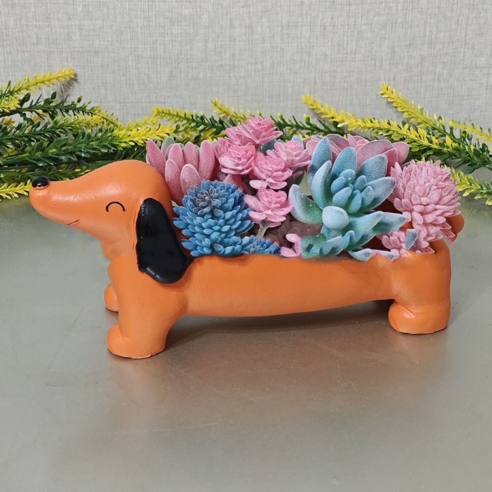 Tuin Decor Hars Hond Plant Pot Leuke Gesimuleerde Teckel Bloempot Cartoon Hydrocultuur Bloemenhouder Balkon