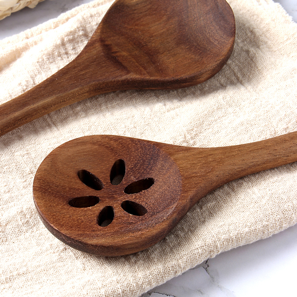 Cooking Tools Acacia Wood Kitchen Accessories Cooking Household Kitchen Non-stick Wooden Spatula Colander Wooden Set 1/5pcs