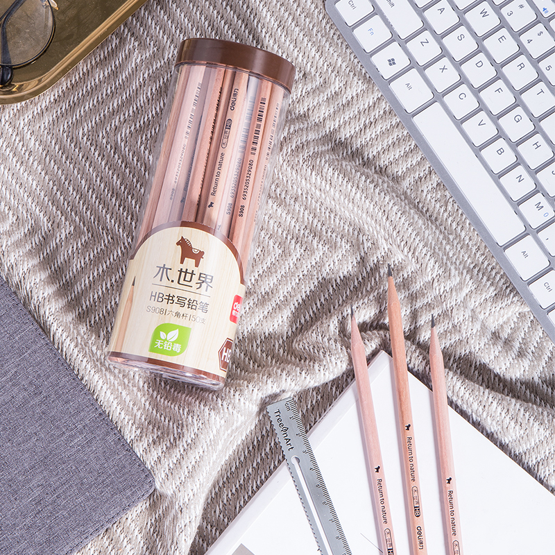 Deli log Wood Pencil 2B HB primary school children kindergarten writing test drawing sketch special pencil safety stationery