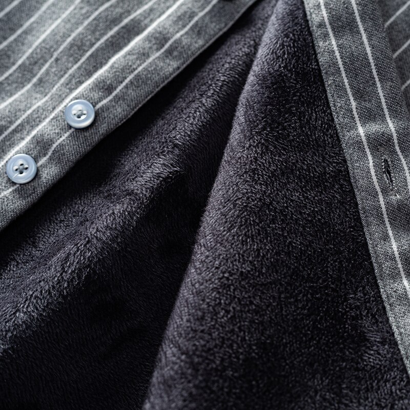 Winter en herfst plus fluwelen warme strepen overhemd heren casual gestreepte overhemden voor heren comfortabel overhemd heren