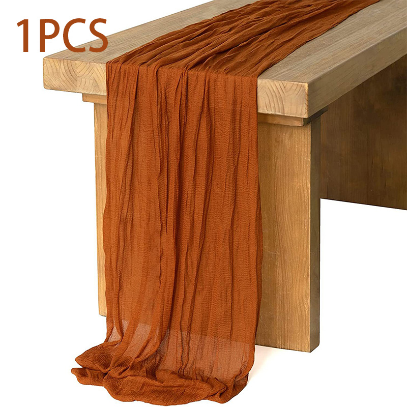 90 x 400cm halvtransparent gasbinda bordslöpare matsal vintage bröllop brud jul banketter fest valv tårtdekoration: 30*180cm / Blå