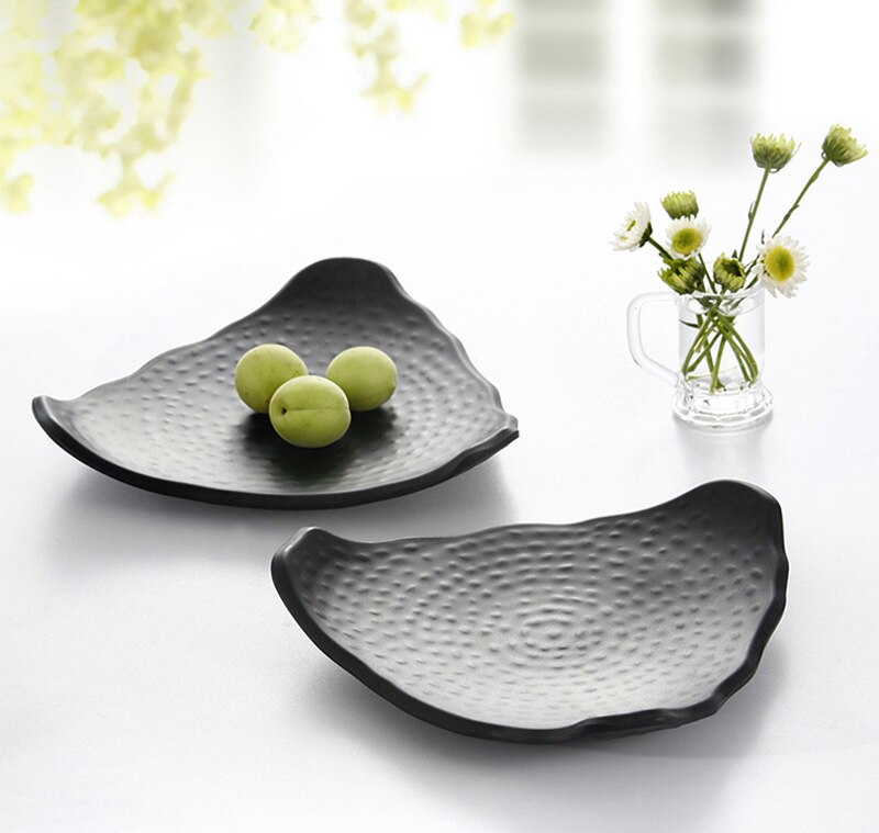 A5 Melamine Three Angle Plate Dinner Plate Black Frost Dinnerware Korean Style Japanese Snack Snack Food Dish Tableware
