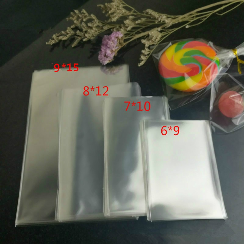 100 Uds. Pequeñas bolsas de plástico transparentes para dulces piruletas Paquete de celofán bolsa de de boda Favor Poly Opp