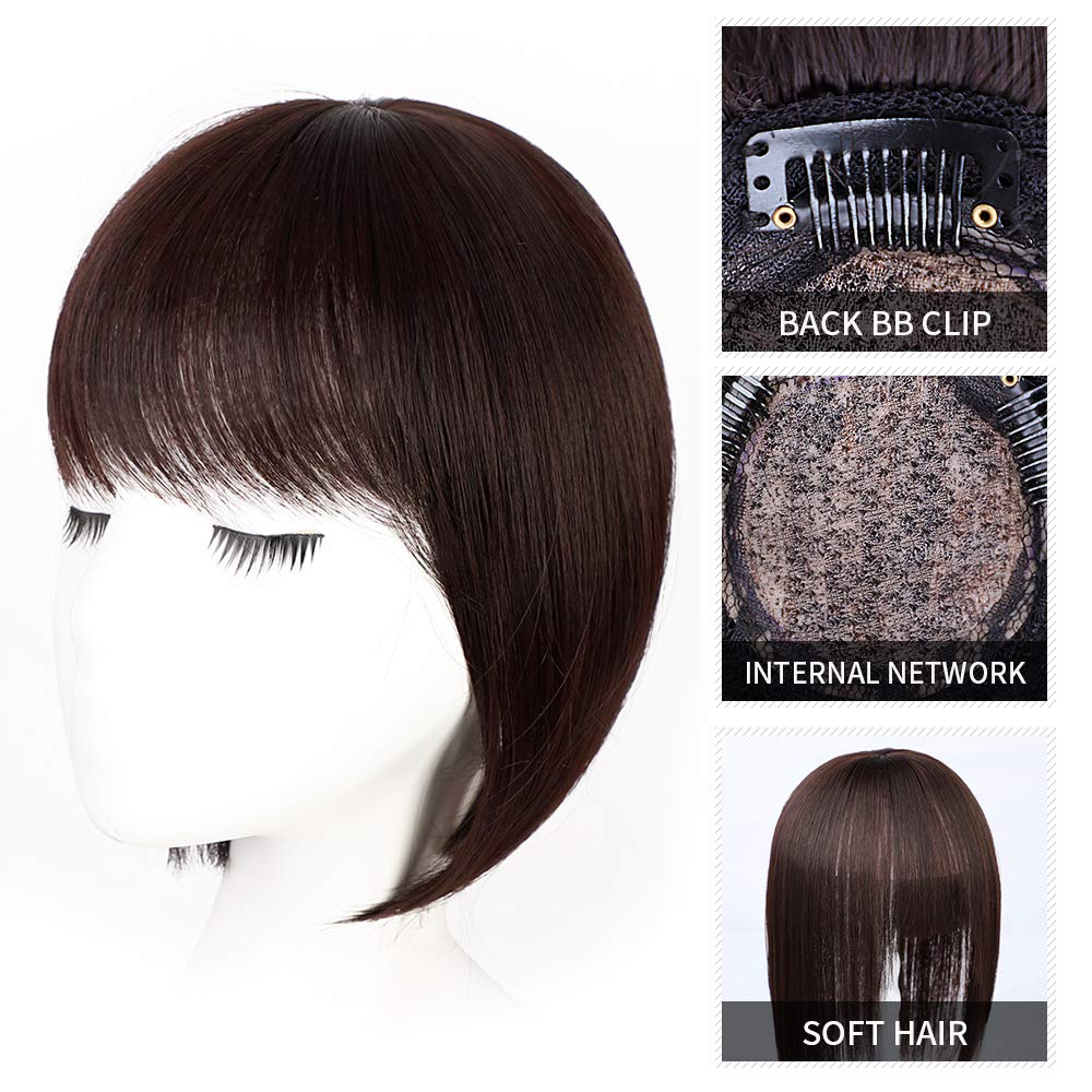 Isaic Dark Brown/Black Synthetic Hair Fringe Clip Bangs Clip In Hair Extension 3D Natural Franch Bangs High Temperature Fiber