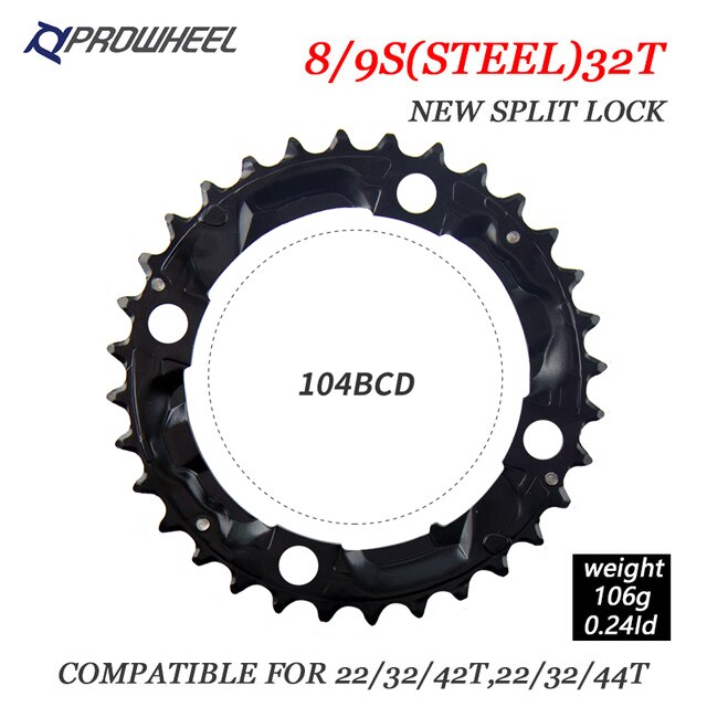 Prowheel fiets tandwielen 64/96/104 bcd mtb fiets kettingblad 22/24/30/32/40/42/44t kettingbladen mountainbike crankstel tand onderdelen: 9s 32t nieuw 104 bcd