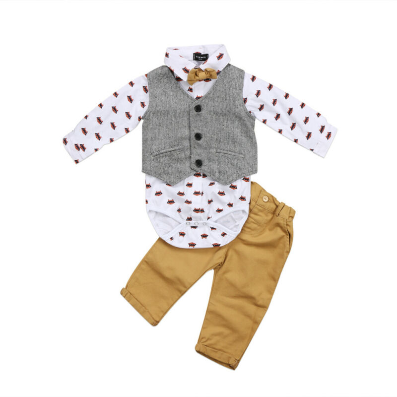 Traje Formal de niño pequeño, bebé, pantalones y chaleco, moño, esmoquin, conjunto de ropa: 24 meses