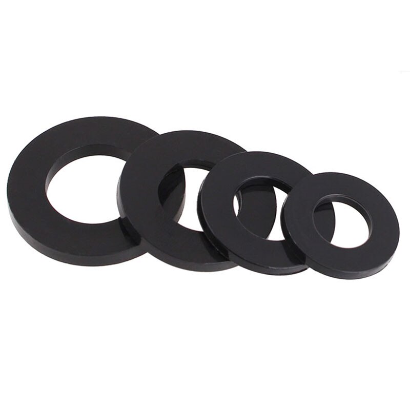 Arandelas planas de nailon negro, arandelas de plástico resistentes a altas temperaturas, M2, M3, M4, M5, M8, M10, M12, M14, M16, M18, M20