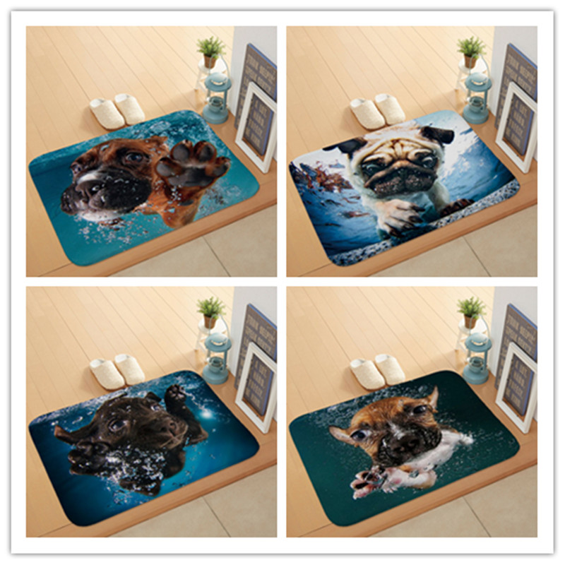 Alfombra con estampado de dibujos animados para exteriores, alfombrilla antideslizante con dibujos de perros y perros, para puerta Delantera de animales, 40x60