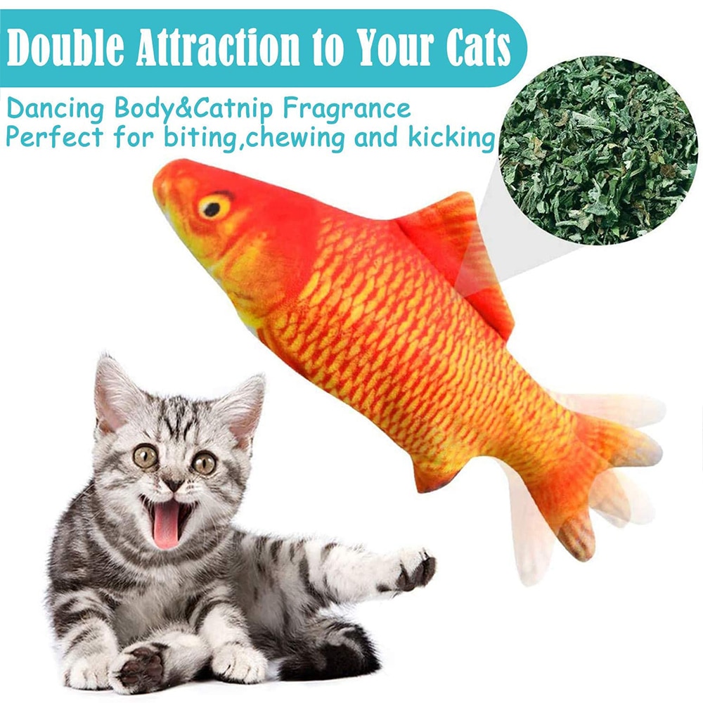 Floppy fish kattleksak rörlig fiskleksak för katter interaktiv floppande katt kicker fisk leksak dans vicka fisk kattmynta leksaker