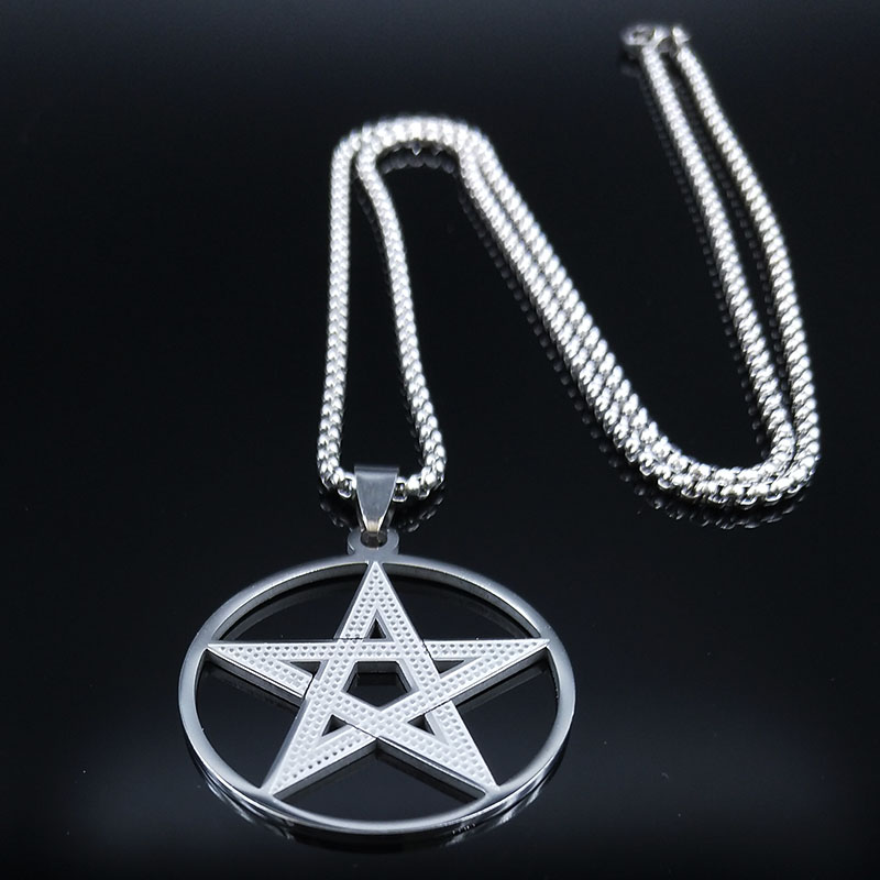 Colliers de chaîne en acier inoxydable pour hommes, pentagramme de sorcellerie, couleur or, pendentifs Tetragrammaton, bijoux, cadenas N1163S: Plaqué de cuivre antique