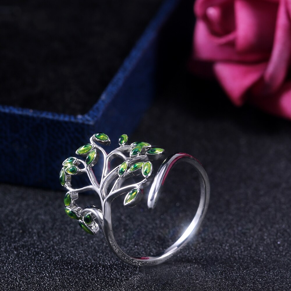 Anello da donna Huitan Live a forma di albero Cocktail Party fresco elegante compleanno regalo felice per le donne anelli aperti regolabili di moda