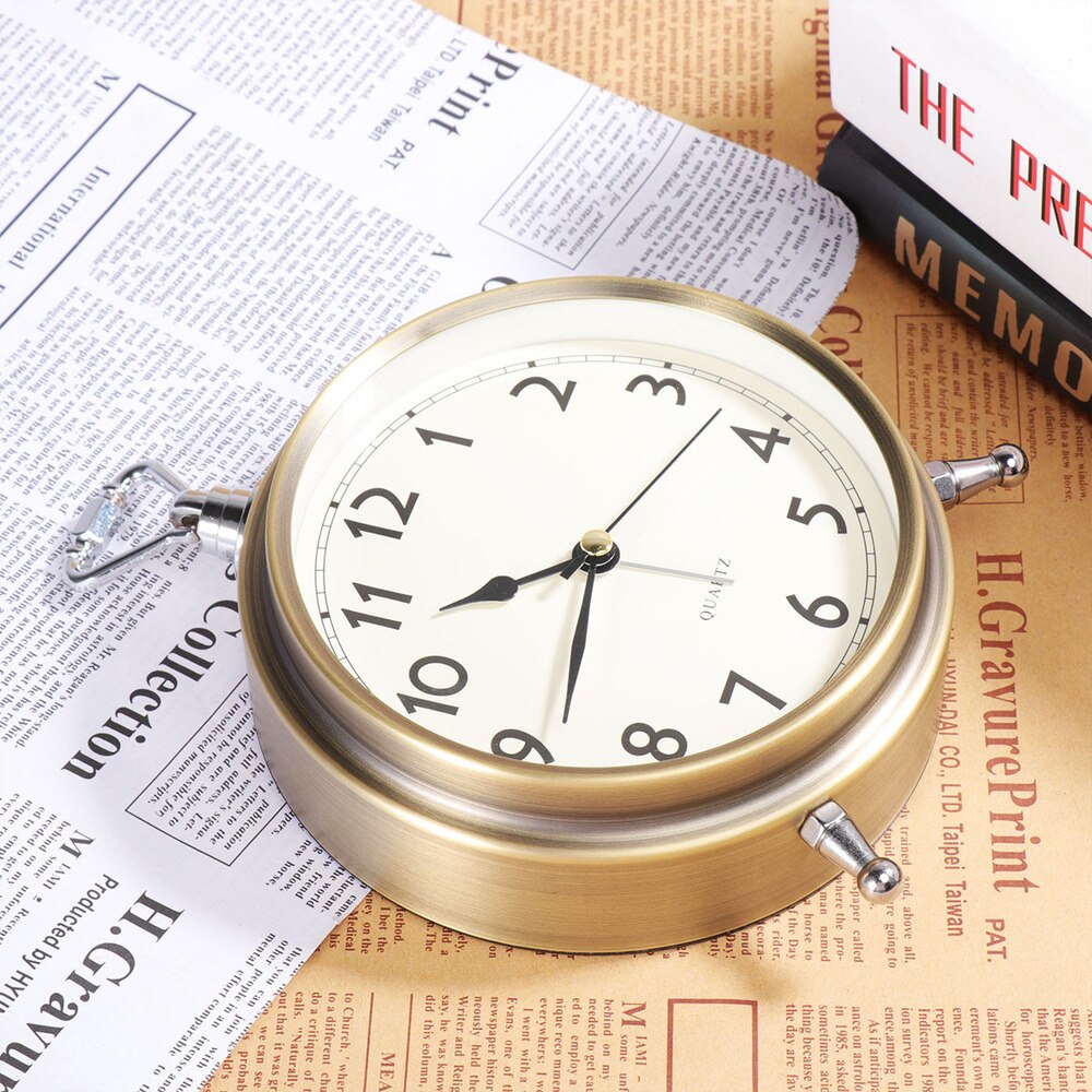 Metal Alarm Clock Roman Numerals Table Bedside Silent Alarm Clock Sweep Seconds Alarm Clock: Default Title