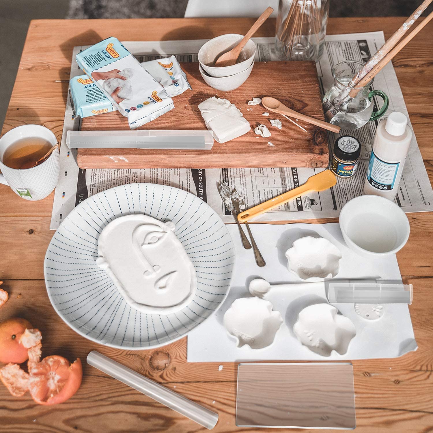 Polymer Clay Tool Flexible Carbon Steel Cutter Blade Acrylic Roller Sheet Backing Board for DIY Shaping Modelling Sculpting Tool