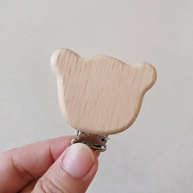 Clips de sucette en bois de hêtre naturel pour bébé, 5 pièces, Clips factices bricolage, accessoire de chaîne de sucette