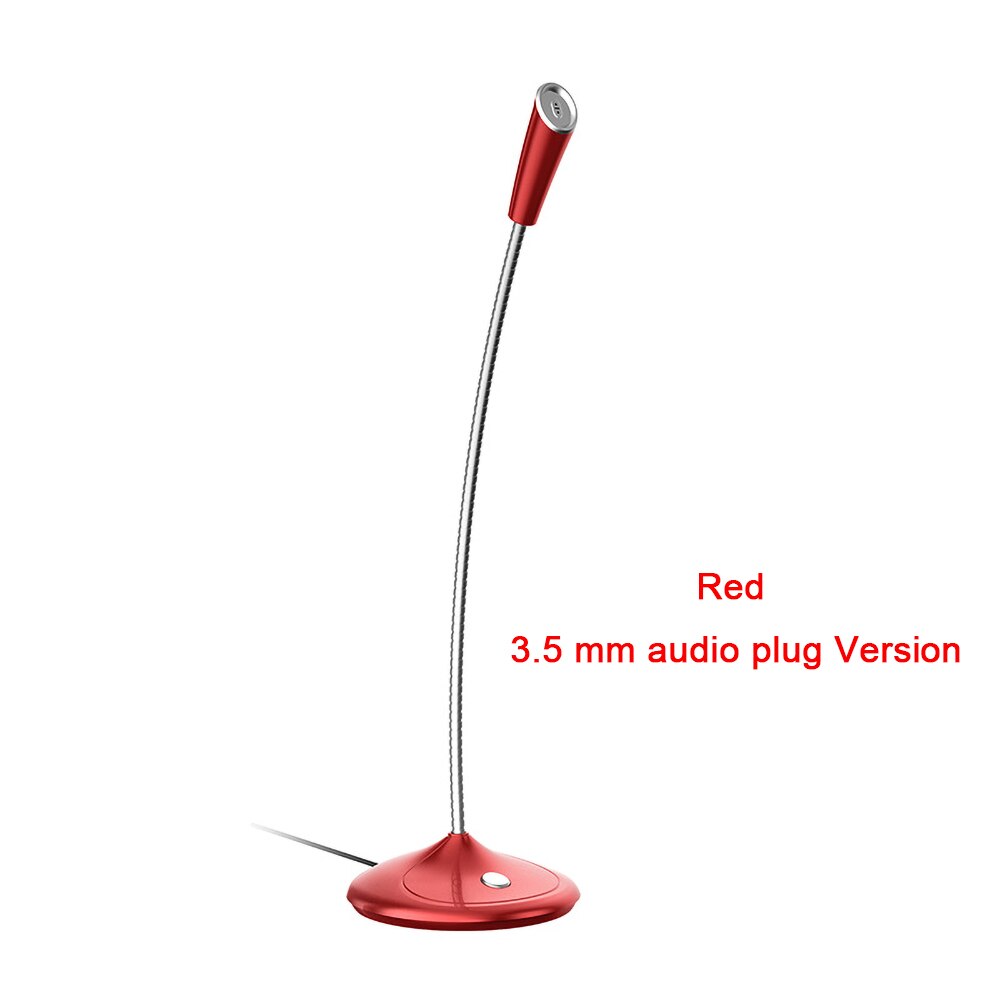 Computer 3.5mm USB Microphone 360° adjustable Studio Speech Microphone Gaming Chatting for Desktop PC Laptop USB Microphone: 3.5mm Red