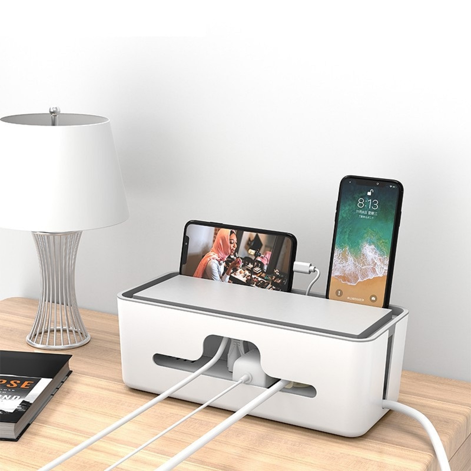 40# Cable Storage Box Charger Wire Management Power Strip Wire Case Anti- Dust Charger Socket Organizer Network Line Storage Bin