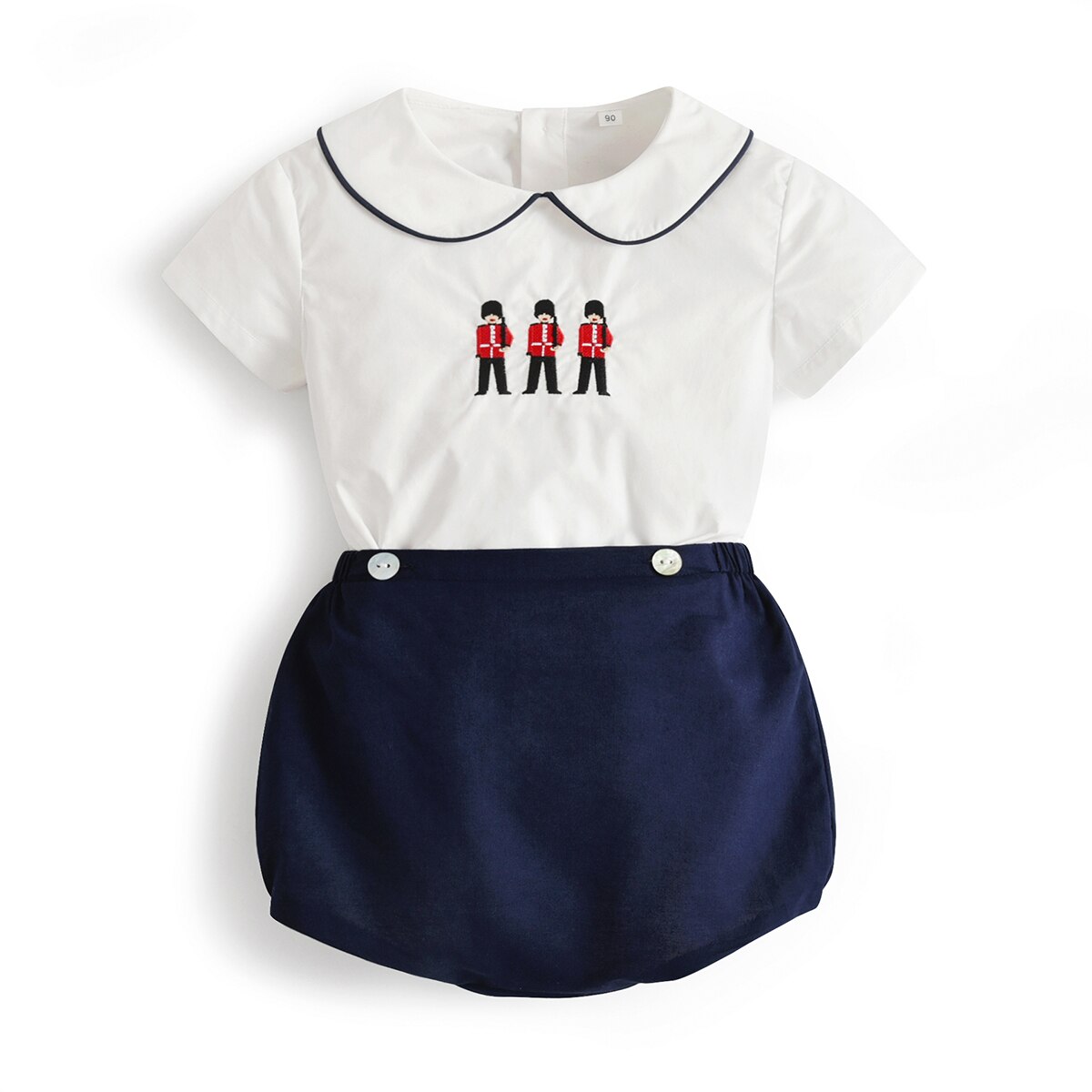 Drenge bomuldstøj sæt baby spanien boutique tøj småbørn sommer jakkesæt spædbørn skjorte selebukser børnefødselsdagsfest outfits: 12m