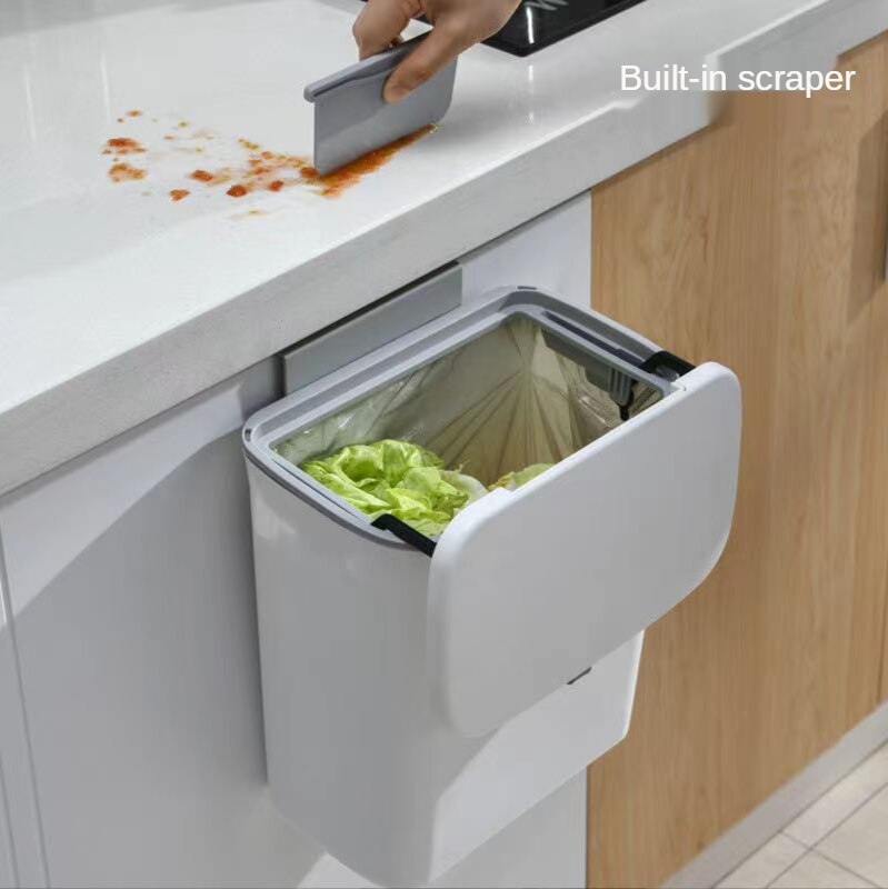 Wandmontage Prullenbak Bin 7L / 9L Met Deksel Afvalbak Keukenkast Deur Opknoping Prullenbak Garbage Auto recycle Vuilnisbak Vuilnis