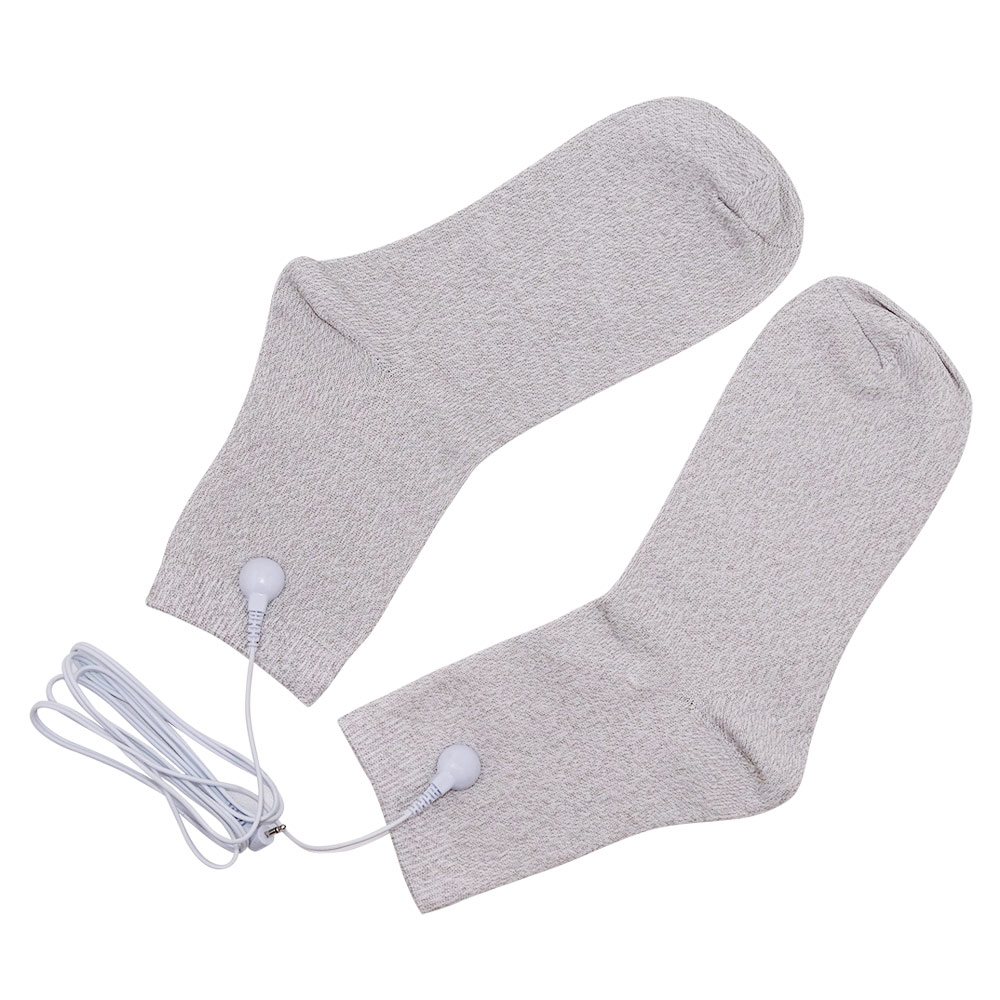 Chaussettes de Massage en Fiber d'argent, 1 paire, prévenir les rhumatismes, accessoires TENS/EMS de Stimulation des électrodes, avec câble à électrode: Socks With Cable