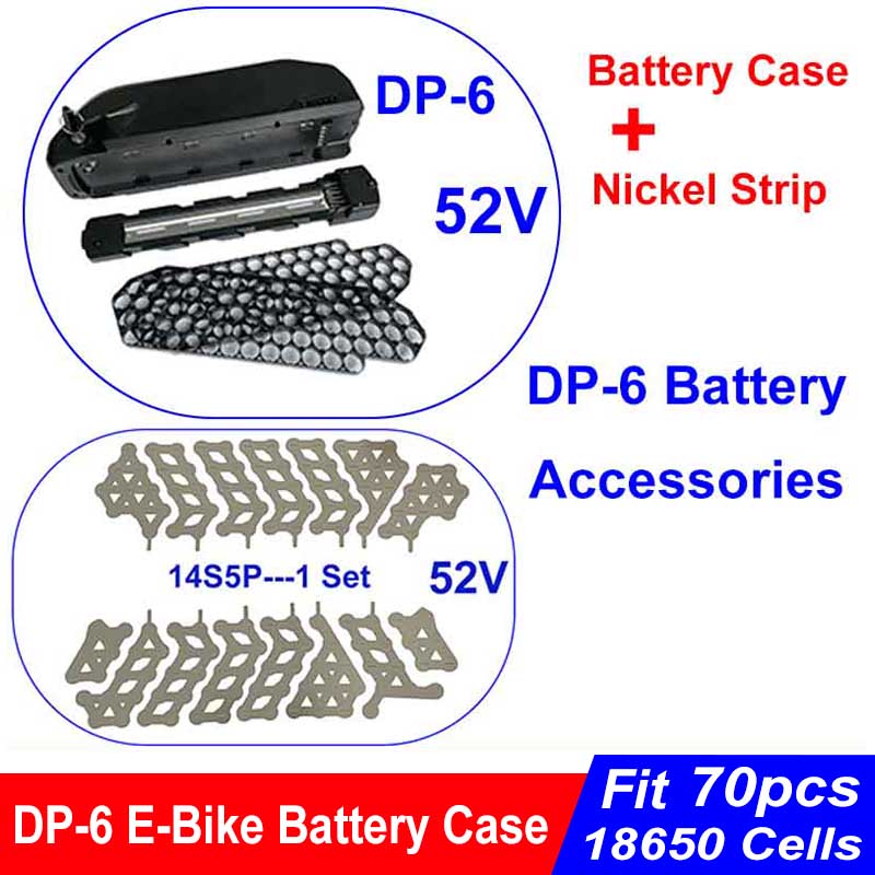 DP-6 E-rower bateria Obudowa 36V 48V 52V pusty skrzynka dopasowanie 70szt. 18650 komórki 10S7P 13S5P 14S5P nikiel rozebrać się 35A BMS dla DIY DP6 eBike: zgniły zielony