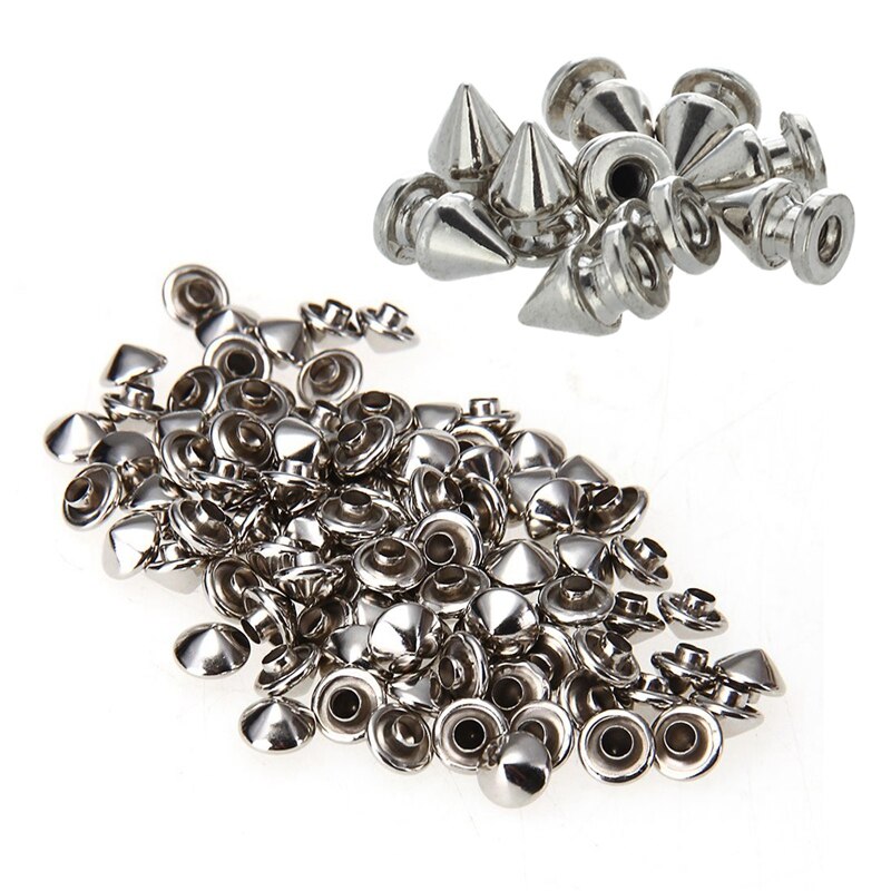 10X Kupfer Nieten Silber Spitz Nieten Punk Nieten Schraube Mit 100X Eisen Silber Konische Niet Schraube Nieten 6Mm