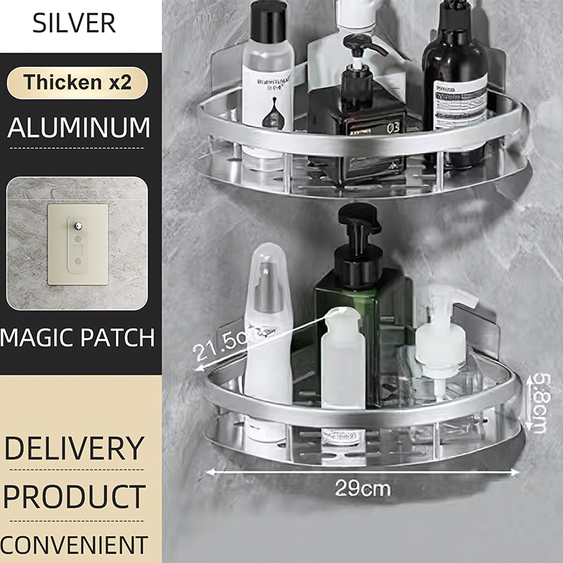 Bathroom Shower Corner Shelf Rack Shower Gel Bottles Facial Cleanser Holder Bath Triangular Adhesive Shower Caddy Basket Shelves: green