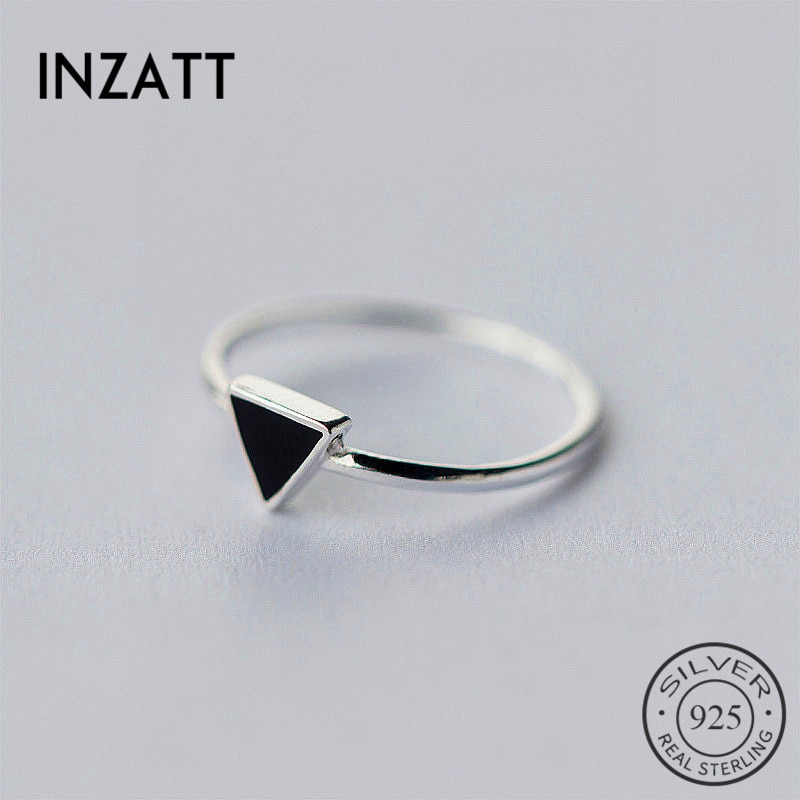 Inzatt echt 925 sterling zilveren geometrische geëmailleerde driehoek verstelbare ring voor vrouwen fijne sieraden verjaardagsfeestje punk accessoires