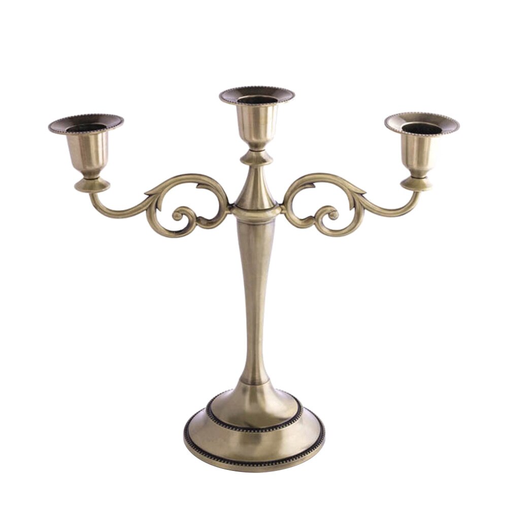Metal 1/3/5-Arm Candle Holder Candlestick Romantic Dinner Wedding Decor for home decor evening parties ornament: 3 Head