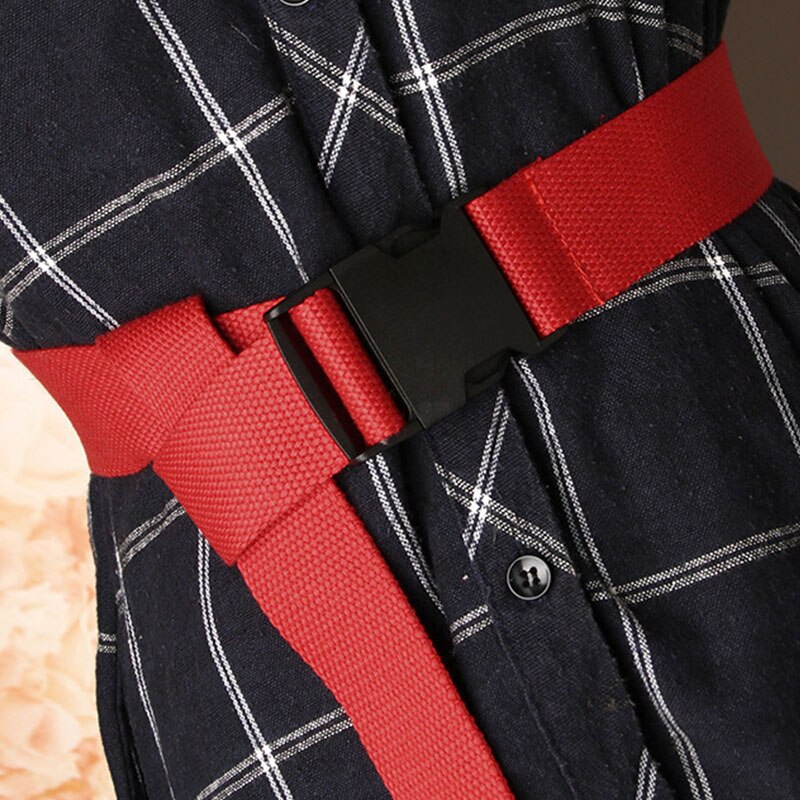 Voksne justerbare all-match bælte unisex koreansk stil lærred bælter vintage plast spænde elastisk ensfarvet lang linning