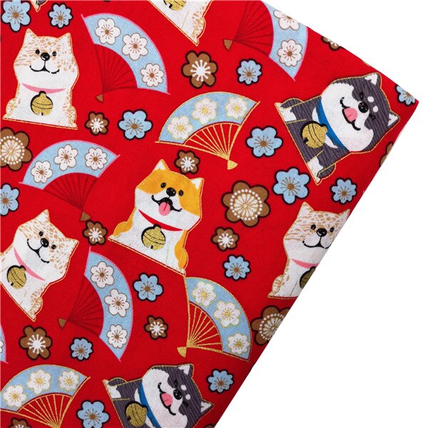 Mantel para coser DIY, colchas hechas a mano, decoración de algodón para el hogar, estampado reactivo de satén, estilo bronce, flor de ciruela, tela de gatos: half yard / NO.20