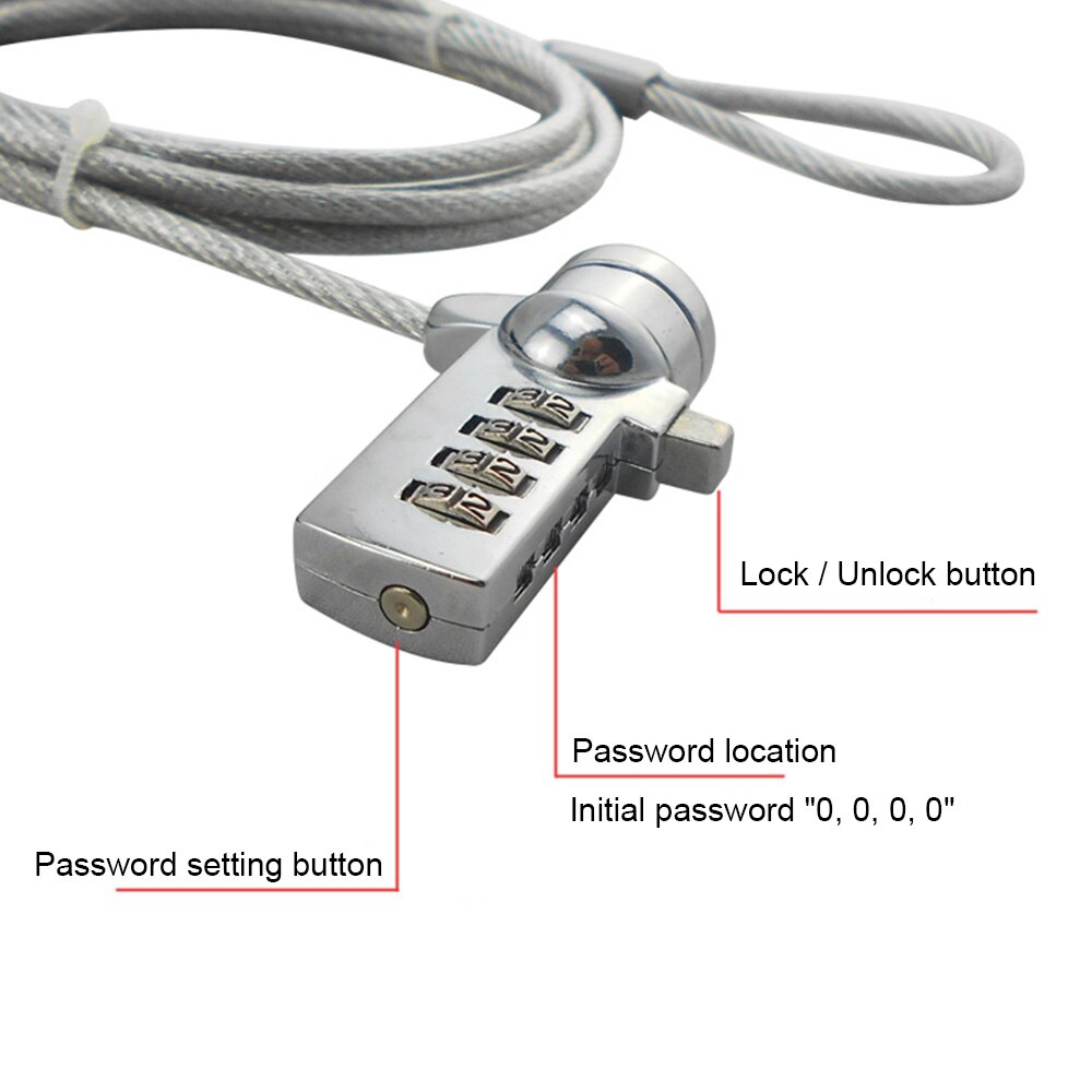4 Digit Security Password Computer Lock Anti-theft Chain For Notebook PC Laptop Anti-theft lock