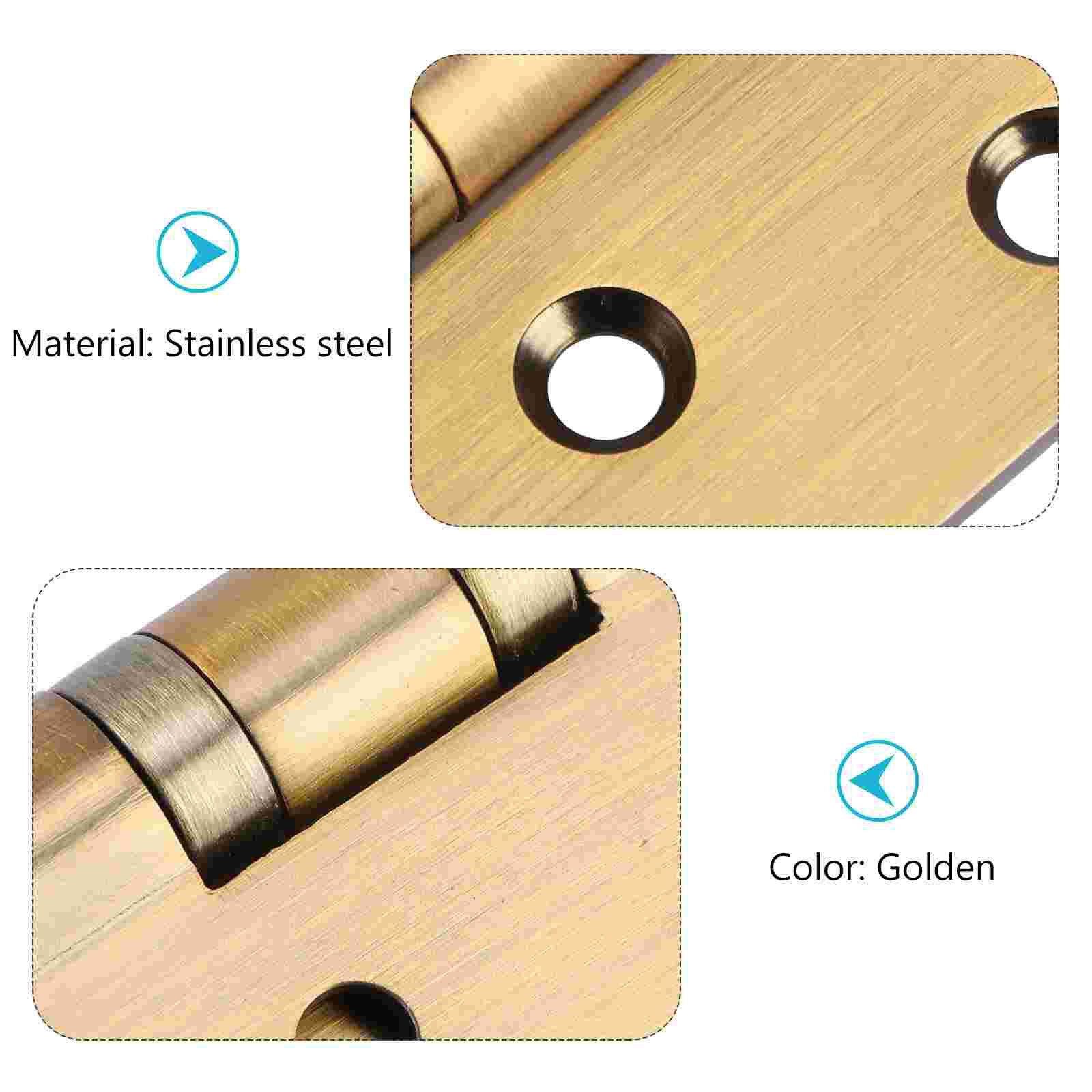 1pc Stainless Steel Flat Hinge Thickened Flat Hinge Hinge Golden