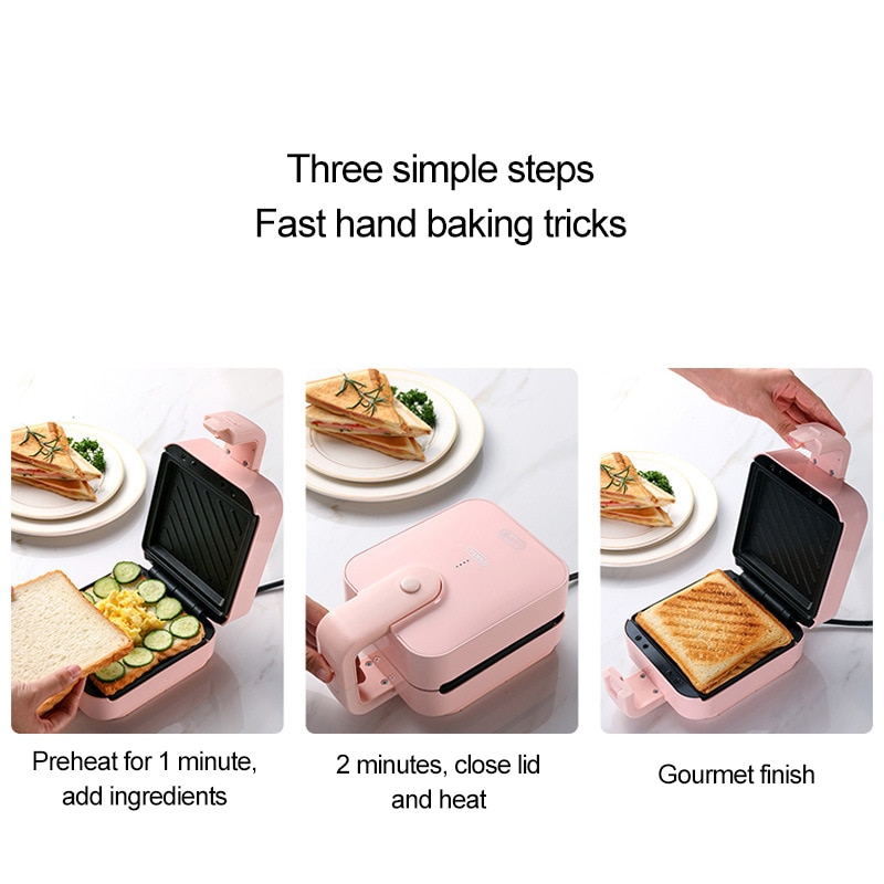 220v elektriske sandwichmaskiner dobbeltsidet opvarmning vaffel maker brød brødrister bageform let mad morgenmad maskine sandwichera