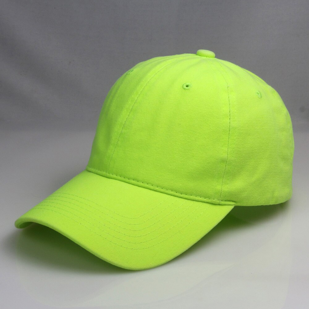 Damer mintgrønn ustrukturert baseballcaps vasket bomull 6 panel ball lokk retro #39 neon gul neon rosa