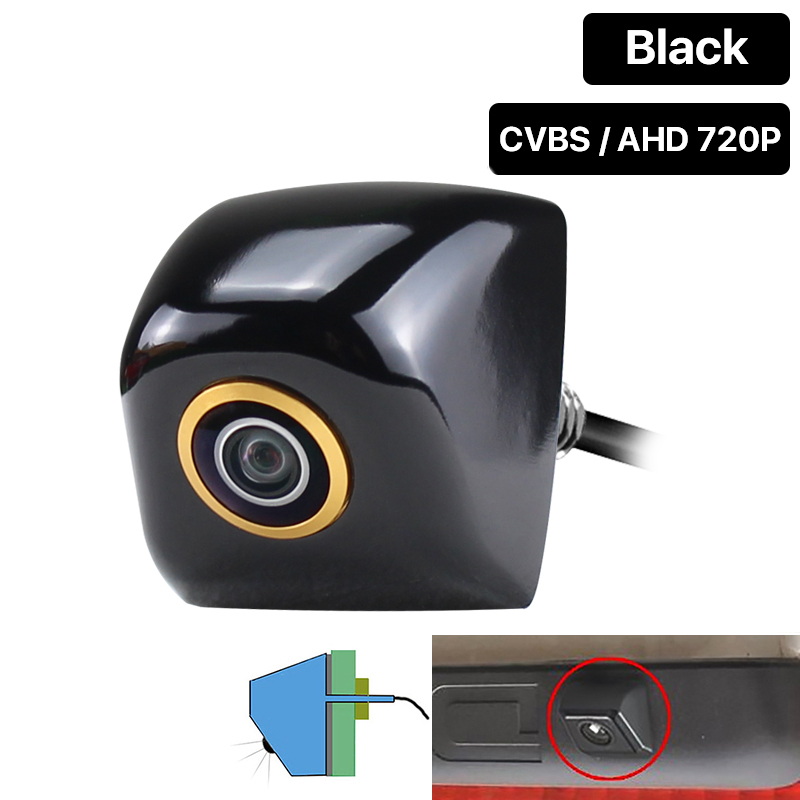 Greenyi Gouden Lens Hd 720/1080P Ondersteboven Installeren Voertuig Reverse Backup Parkeergelegenheid Camera Voor Android Dvd ahd Monitor: Black 720P