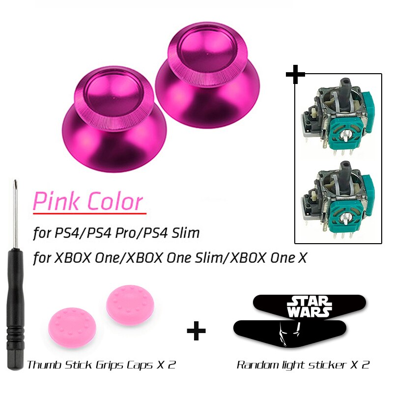 DATA FROG Metal Thumb Sticks Joystick Grip Button For Sony PS4 Controller Analog Stick Cap For Xbox One /PS4 Slim/Pro Gamepad: pink 02