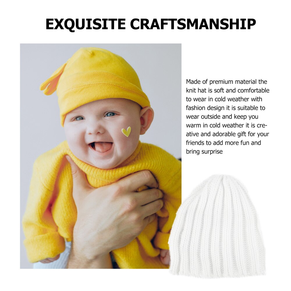 Warm Hoofdtooi Winter Gebreide Muts Haak Beanie Cap Acryl Fiber Hoed Voor Baby Kinderen (Wit)