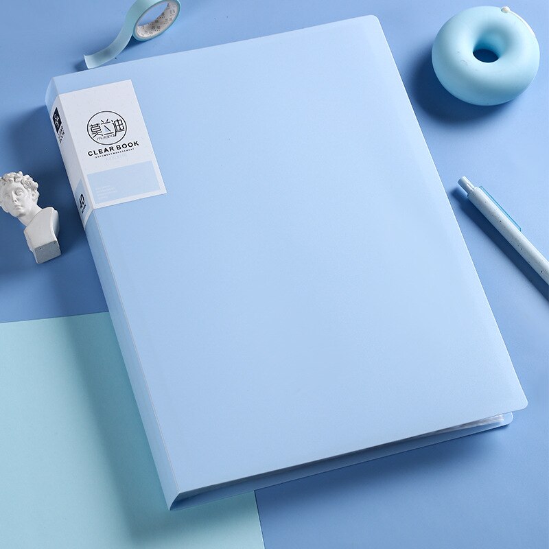 40 60 80 Pages A4 Size A4 Information Book Folder Storage Rganizer Book Multi-layer Loose-leaf Folder Student Office File Book: 40 pages blue