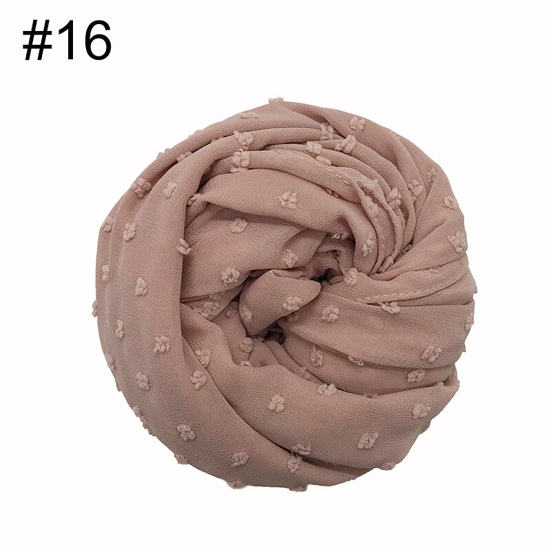 Fuzzy ball scarf Plain solid scarves Lady's wrap Chiffon muslim hijab Women shawls: 16