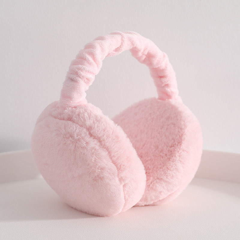 Winter Plush Warm Earmuffs for Women Men Solid Color Earflap Outdoor Cold Protection Ear-Muffs Adjustable Ear Warmer: pink
