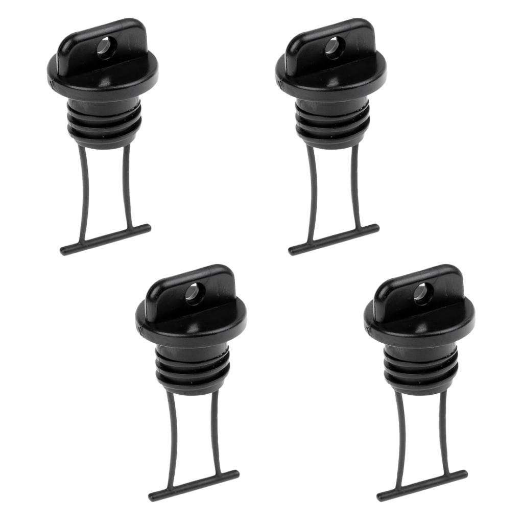 4Pcs Universal Black Plastic Kayak Dinghy Canoe Boat Hull Thread Drain Plugs Kayak Accessories