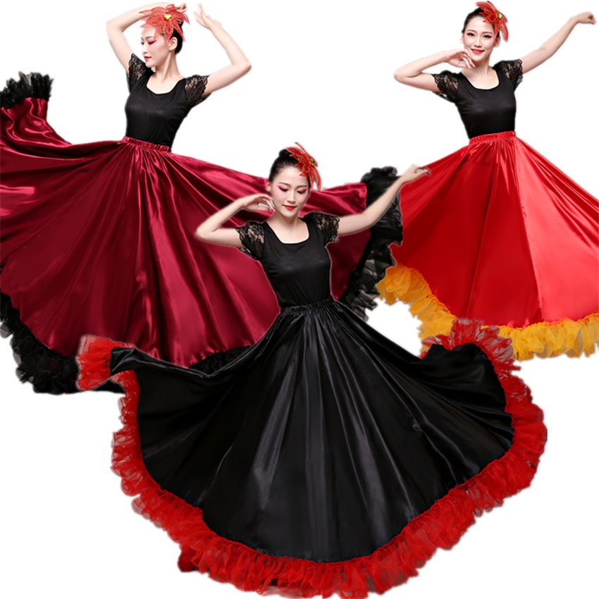 Flamenco Röcke Spanisch Kleid für Frauen tanzen Kostümich Zigeuner schwingen Felsen Chor Bühne Leistung Spanien Stierkampf Bigdance