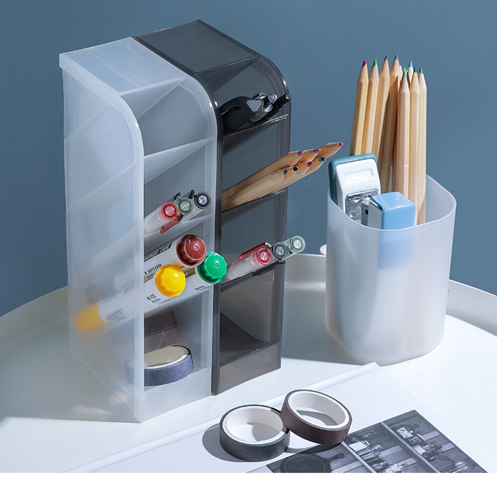 Kawaii Large Capacity Desk Pen Holder Storage Box Desktop Organizer Stand Case Office School Stationery Supply