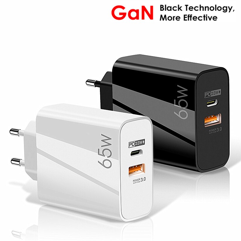 PD 65W GaN USB C Charger Type C 33W PPS QC3.0 EU UK US Plug Quick Charger 3.0 4.0 Adapter for Samsung S20 S21 iPhone 13 12 11