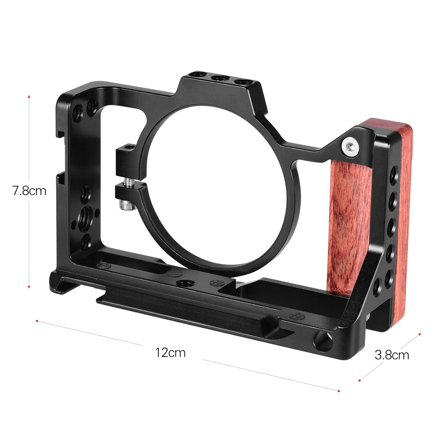 Andoer Camera Cage Compatible with Sony ZV1 Camera with Wooden Handle Grip Cold Shoe for Mounting Microphone LED Light