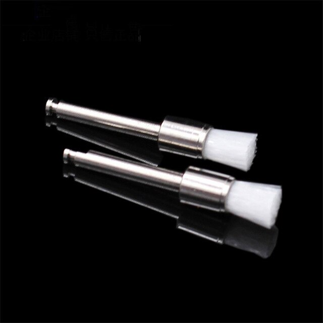 10 sztuk dentystyczny kolorowe polerka szczotka wskazał głowy nylon biały szczotka robić polerowania es dentysta szczotka robić polerowania dla kątnica: Flat głowa 10szt