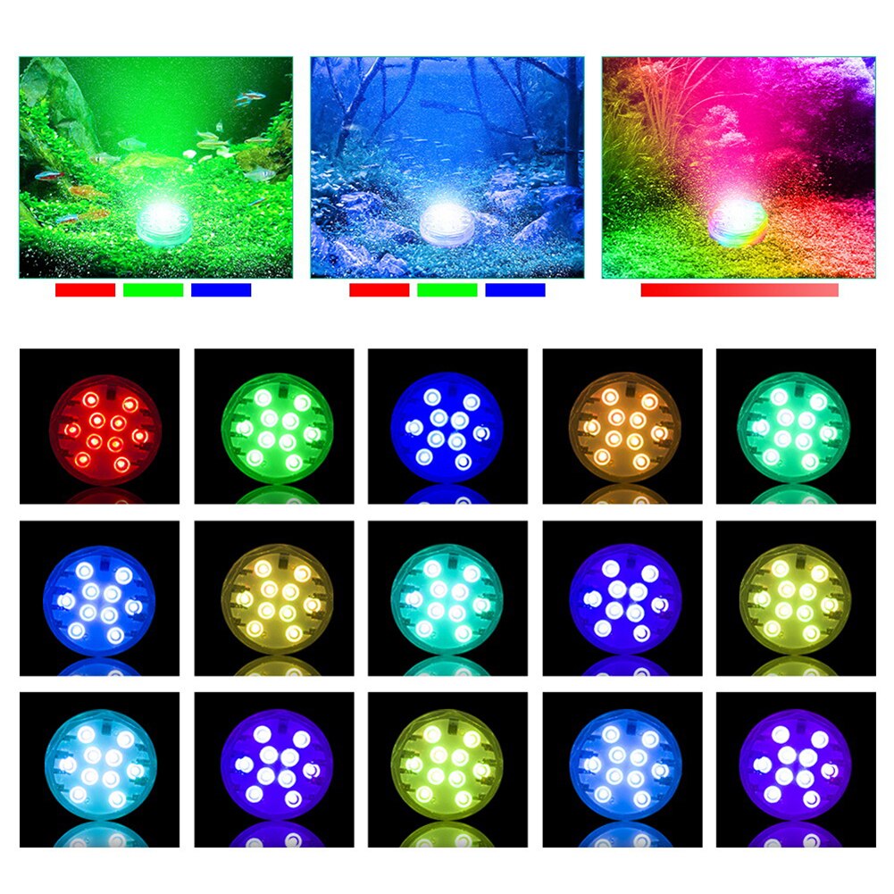 10Led RGB Remote Control Underwater Lights Waterproof Swim Pool Light Submersible Light Decorative Night Lamp Pool Equipment