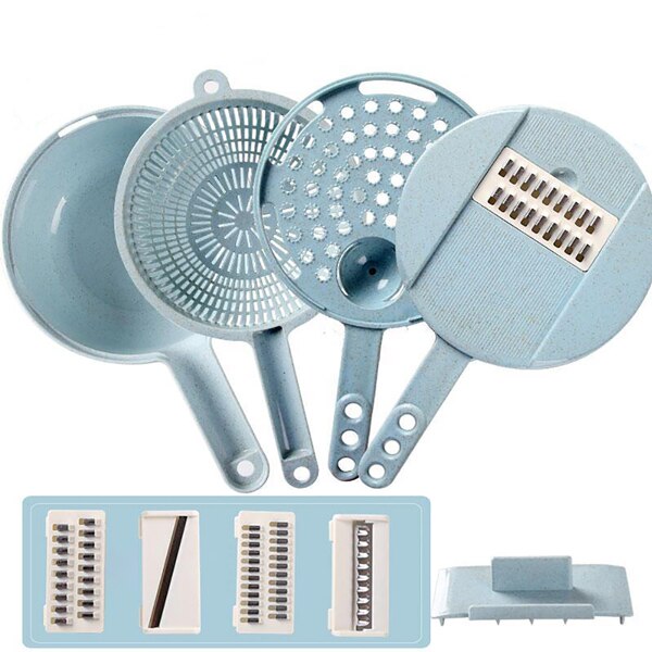 Groentesnijder Keuken Accessoires Mandoline Slicer Fruit Cutter Aardappel Dunschiller Wortel Kaas Rasp Groentesnijder: Blauw